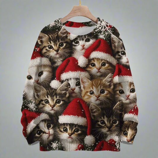 Cute Cat Christmas Sweater - Reindeer Twists