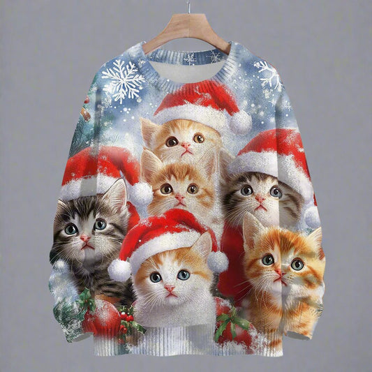 Cute Cats Christmas Sweater - Reindeer Twists