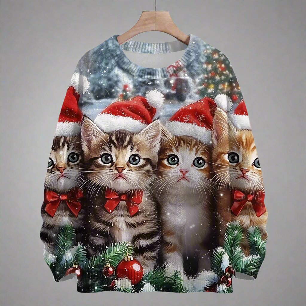 Cute Cats Christmas Sweater - Reindeer Twists