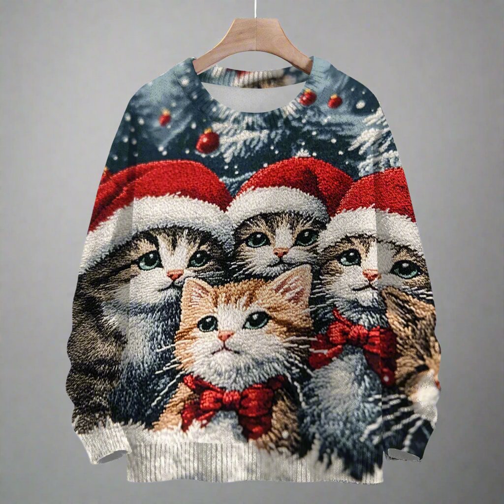 Cute Cats Christmas Sweater - Reindeer Twists