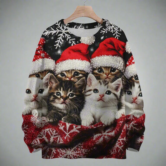 Cute Cats Christmas Sweater - Reindeer Twists