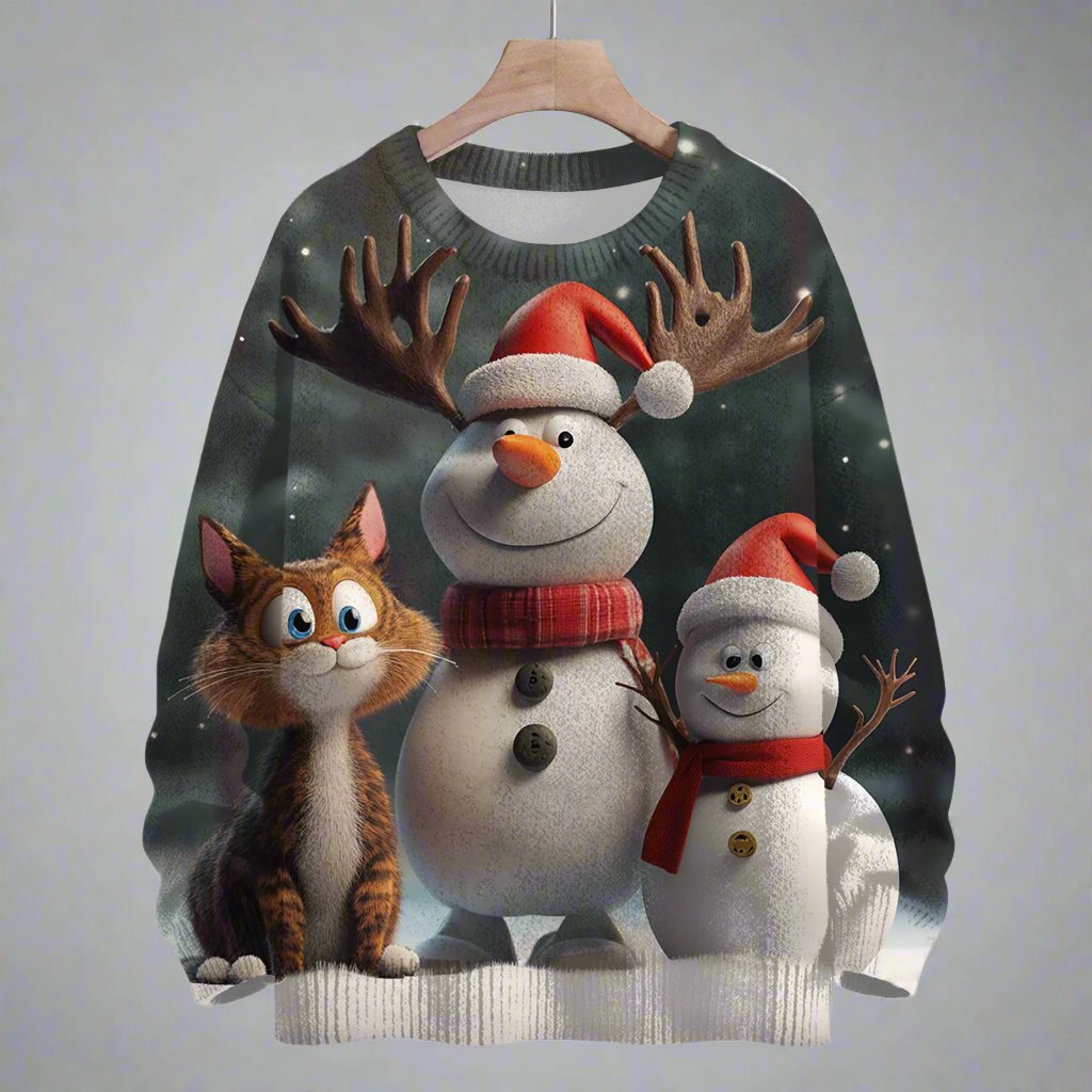 Snowmen Cat Christmas Sweater - Reindeer Twists