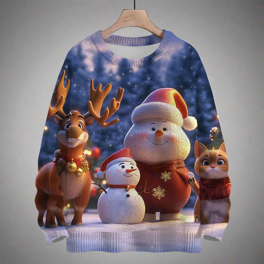 Snowman Santa Christmas Sweater - Reindeer Twists