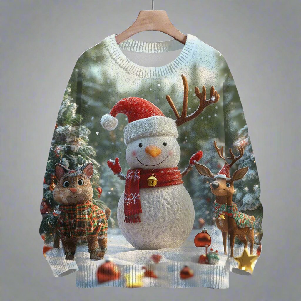 Cute Snowman Christmas Sweater - Reindeer Twists