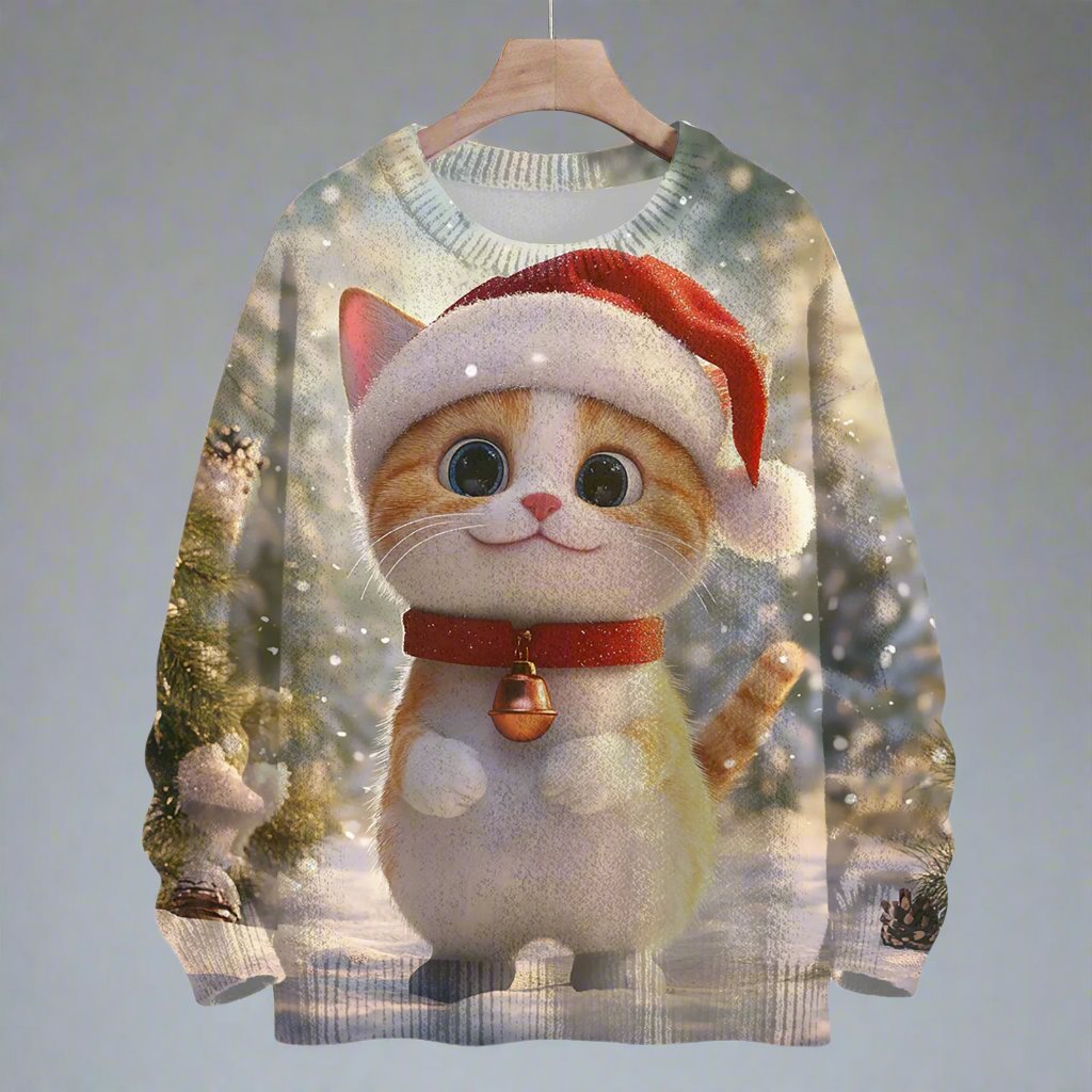 Cute Cat Christmas Sweater - Reindeer Twists