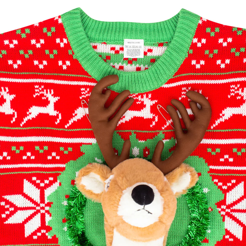 Reindeer Wreath Women's Ugly Christmas Sweater