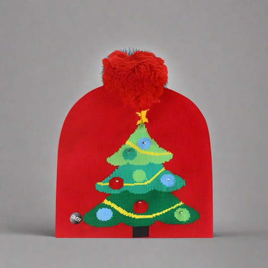 Light Up Christmas Beanie- Xmas Tree - Reindeer Twists