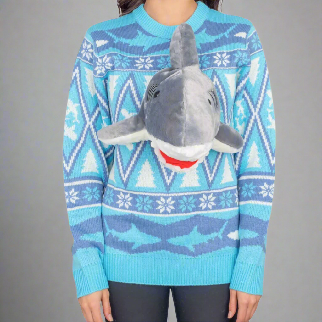 Shark Attack Christmas Sweater - Reindeer Twists