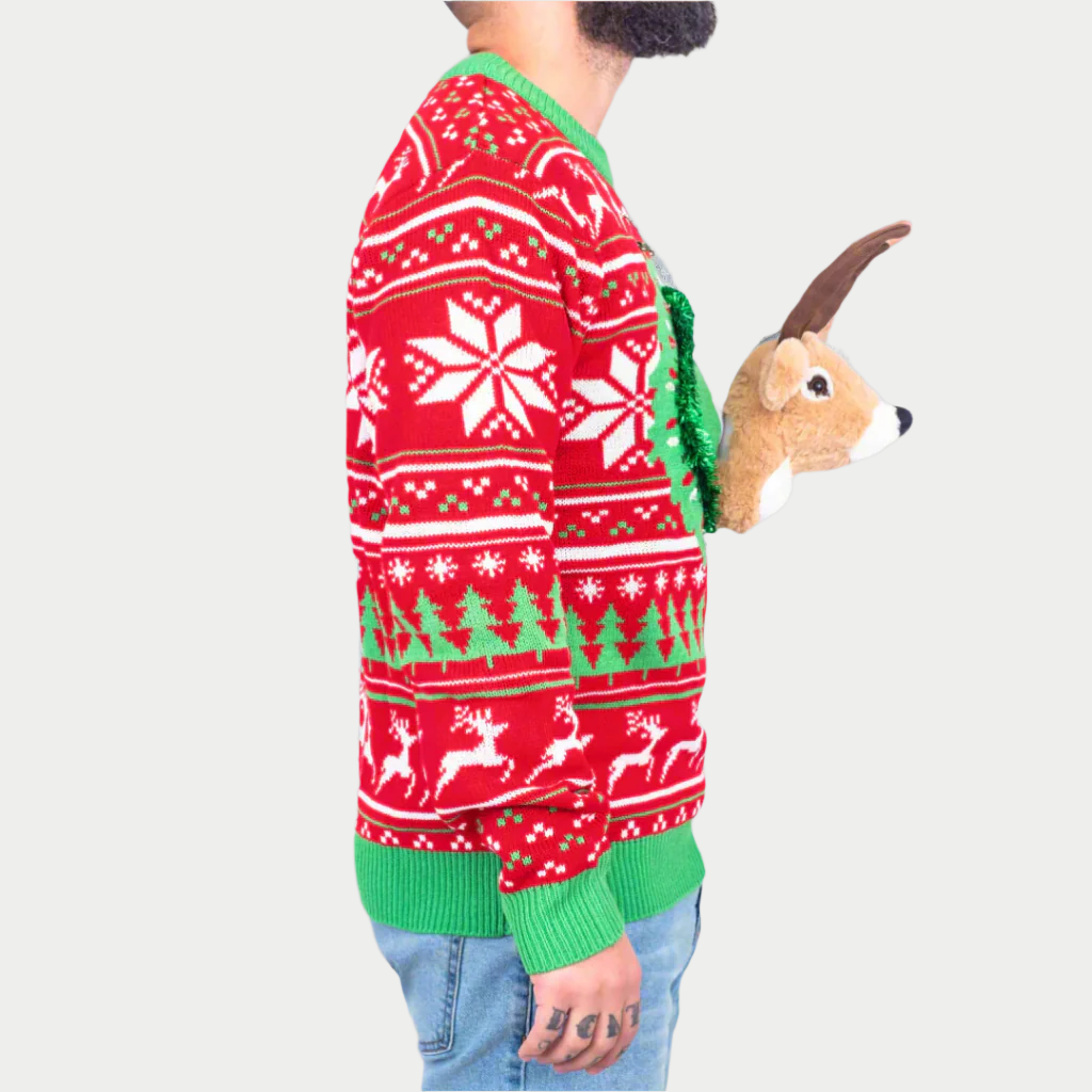 Reindeer Wreath Christmas Sweater - Reindeer Twists