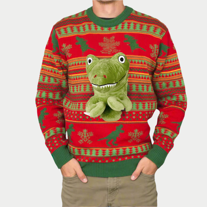 Dino Claus Men's Ugly Sweater