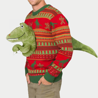 Dino Claus Men's Ugly Sweater