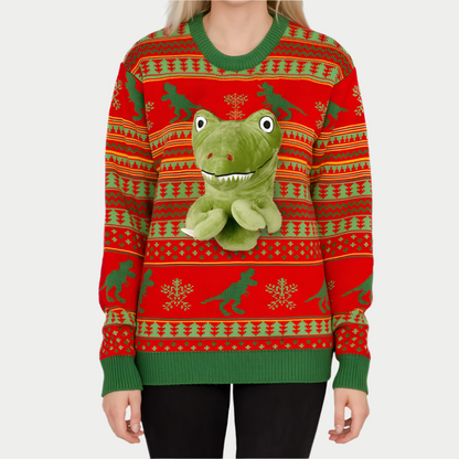 Dino Claus Women's Ugly Sweater