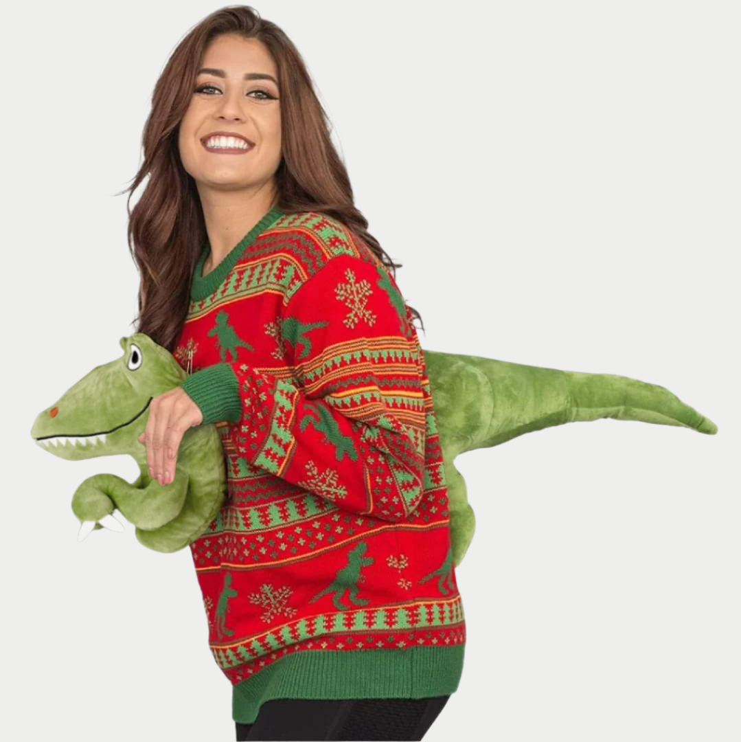 Dino Claus Women's Ugly Sweater