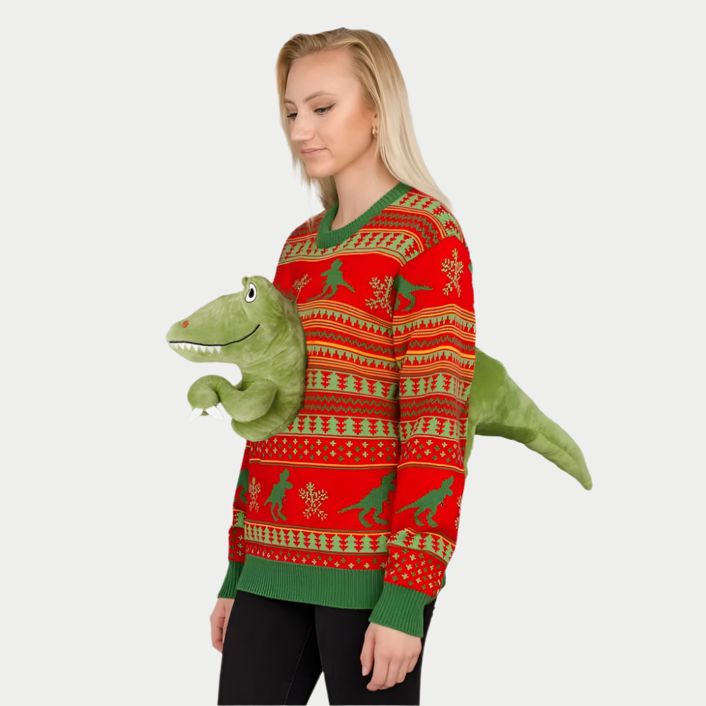 Dino Claus Women's Ugly Sweater